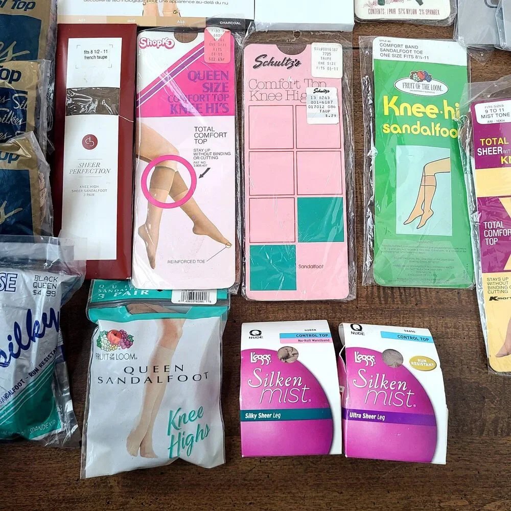 Lot of 26 Vintage Hosiery Nylons Pantyhose Thigh Knee High Mixed Brands & Sizes